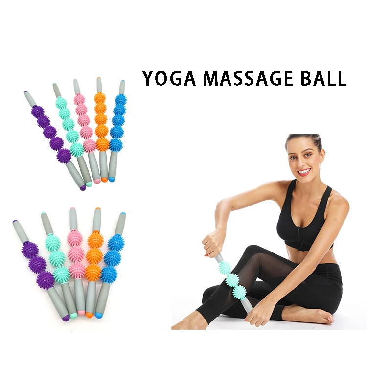 Palo de masaje para Yoga,rodillo muscular relajante,5 bola 