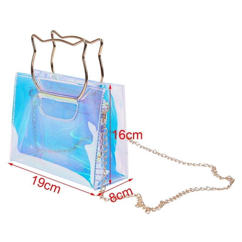 Женская голограммовая сумка через плечо с ручкой кошки прозрачная акриловая