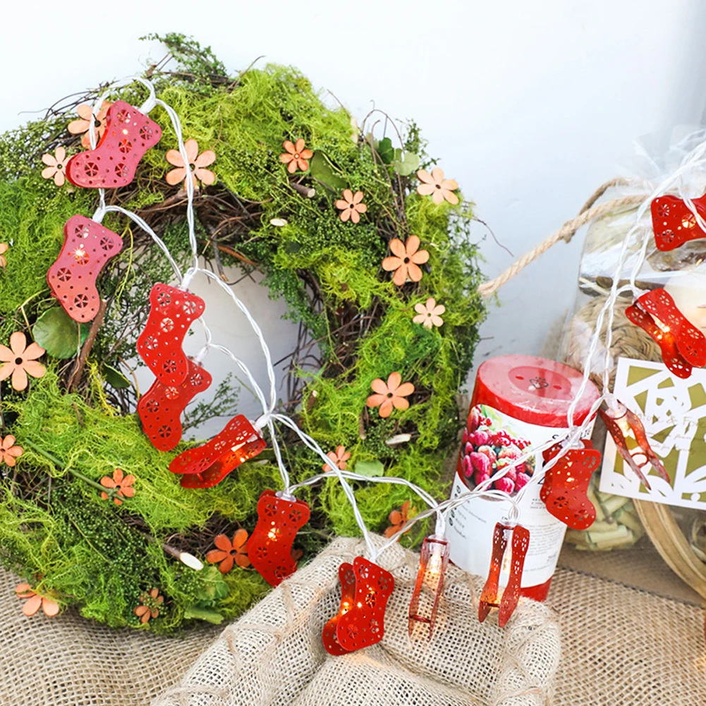 1 5 м 10 светодиодов Рождественские елочные украшения Navidad носки со снеговиком и