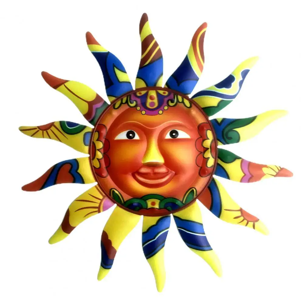 

Wall Sculpture Sun Face Pattern Shooting Props Iron Indoor Outdoor Hanging Ornaments for Living Room