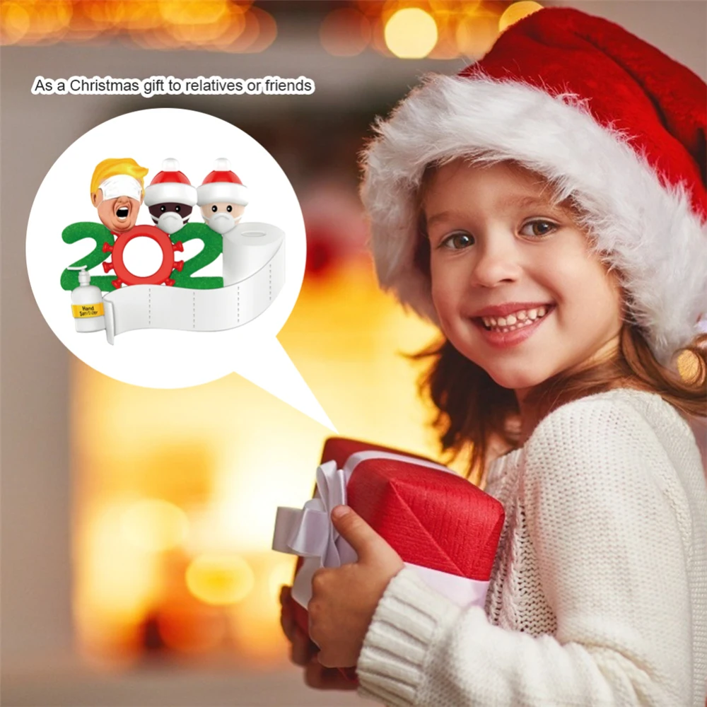 

DIY Christmas Party Decor Gift Quarantine Trump Christmas Tree Ornament 3 Puppets Indoor For Children Christmas Tree