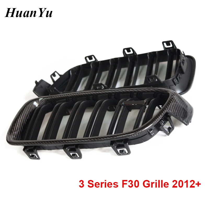 F30 2 slat волокнистая решетка для BMW 3 серии M3 Style передний бампер Racing Grills 320i 325i 328i 335i