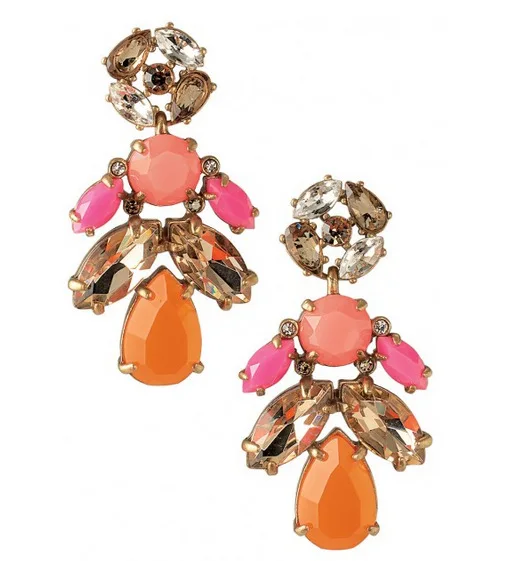 

European and American style jewelry large red detachable gemstone earrings