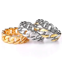 huitan korean fashion metal men rings chunky chain design link twisted geometric ring for women jewelry party gift drop shipping