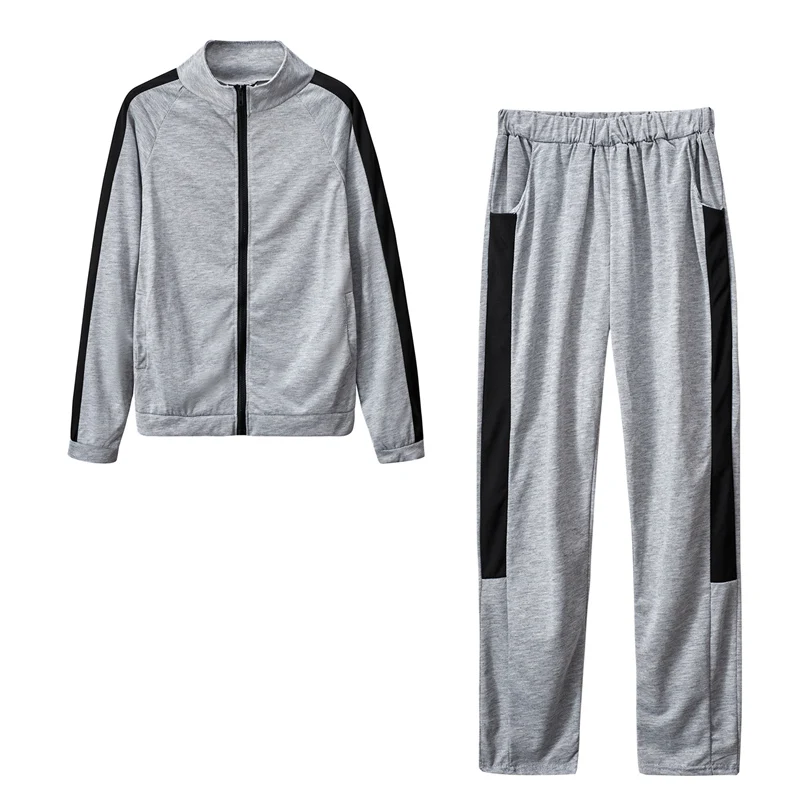 

Women's Tracksuit Pockets Spring Autumn Solid Black Suit Sport Set Zipper Tops Jacket + pant