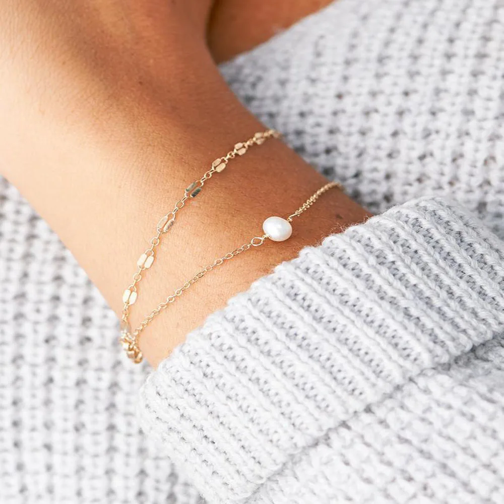 Богемский этнический стиль двухчастный браслет с цепочкой для губ 2020 модные украшения из пресноводных жемчужин подарки для девочек недорого.