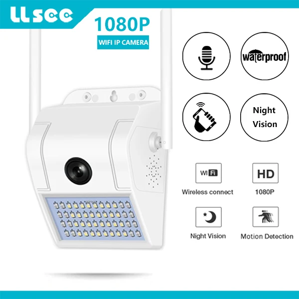 

LLSEE V380 HD1080P WIFI Street Light Wall Light Outdoor Wide Angle Dual Lights Two-way Audio Motion Detection IP Camera