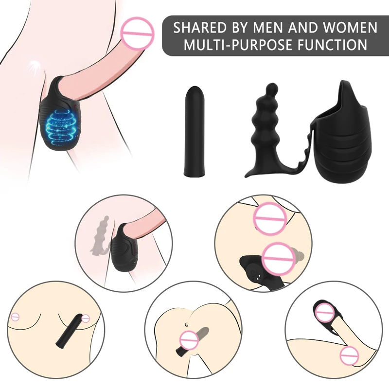 Анальная пробка вибратор мужской пенис массажер яиц стимулятор мошонки