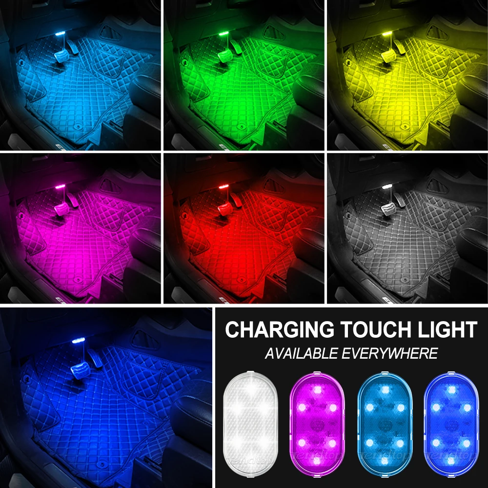 

Автомобильный светодиодный RGB сенсорный светильник s, беспроводной внутренний светильник, автомобильные потолочные лампы для чтения на кры...
