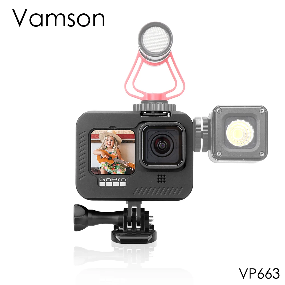 

Металлическая Рамка Vamson, удлиняющее крепление холодного башмака для микрофона, светильник ка для Gopro Hero 10 9, черные аксессуары для спортивны...