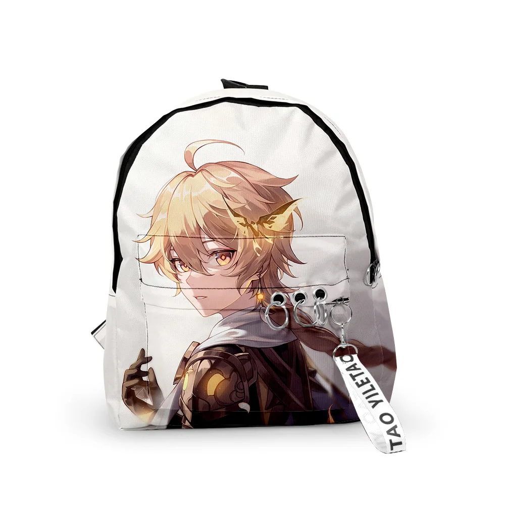 2021 игровой ударопрочный рюкзак Genshin для мальчиков и девочек с 3D принтом детский