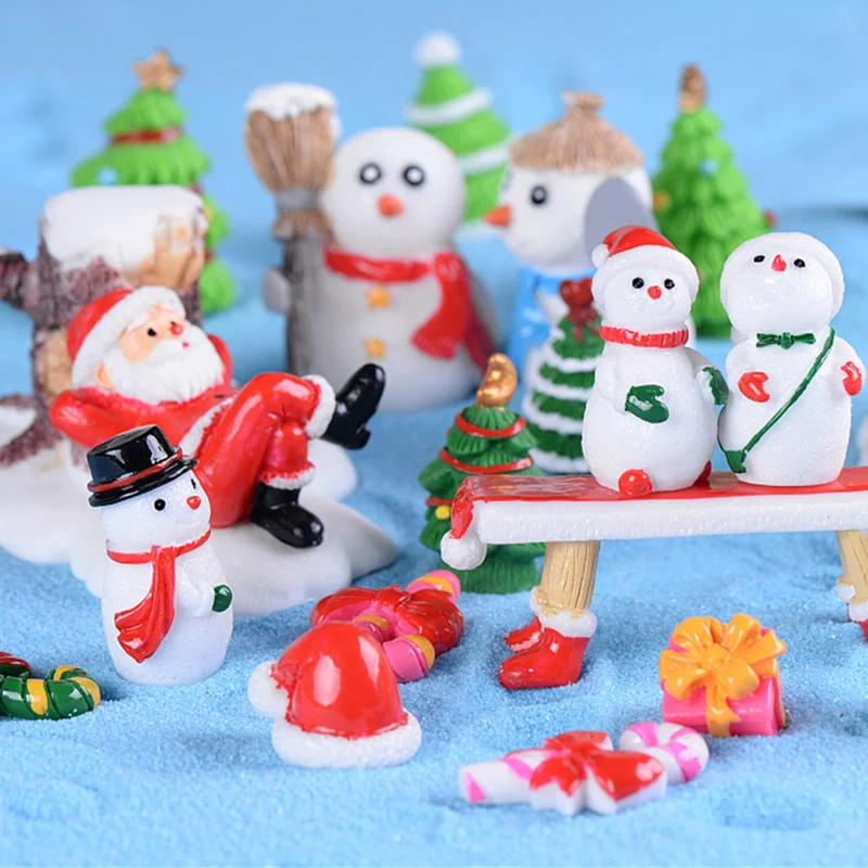 Мини Рождественская елка Санта Клаус Снеговики Террариум аксессуары Подарочная