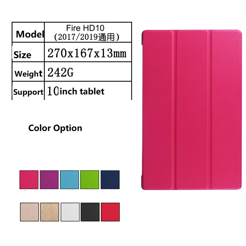 

Case For 2019 2017 Amazon Fire HD 10 8inch Leather Texture TPU Back Fold Stand Smart Cover Sleeve