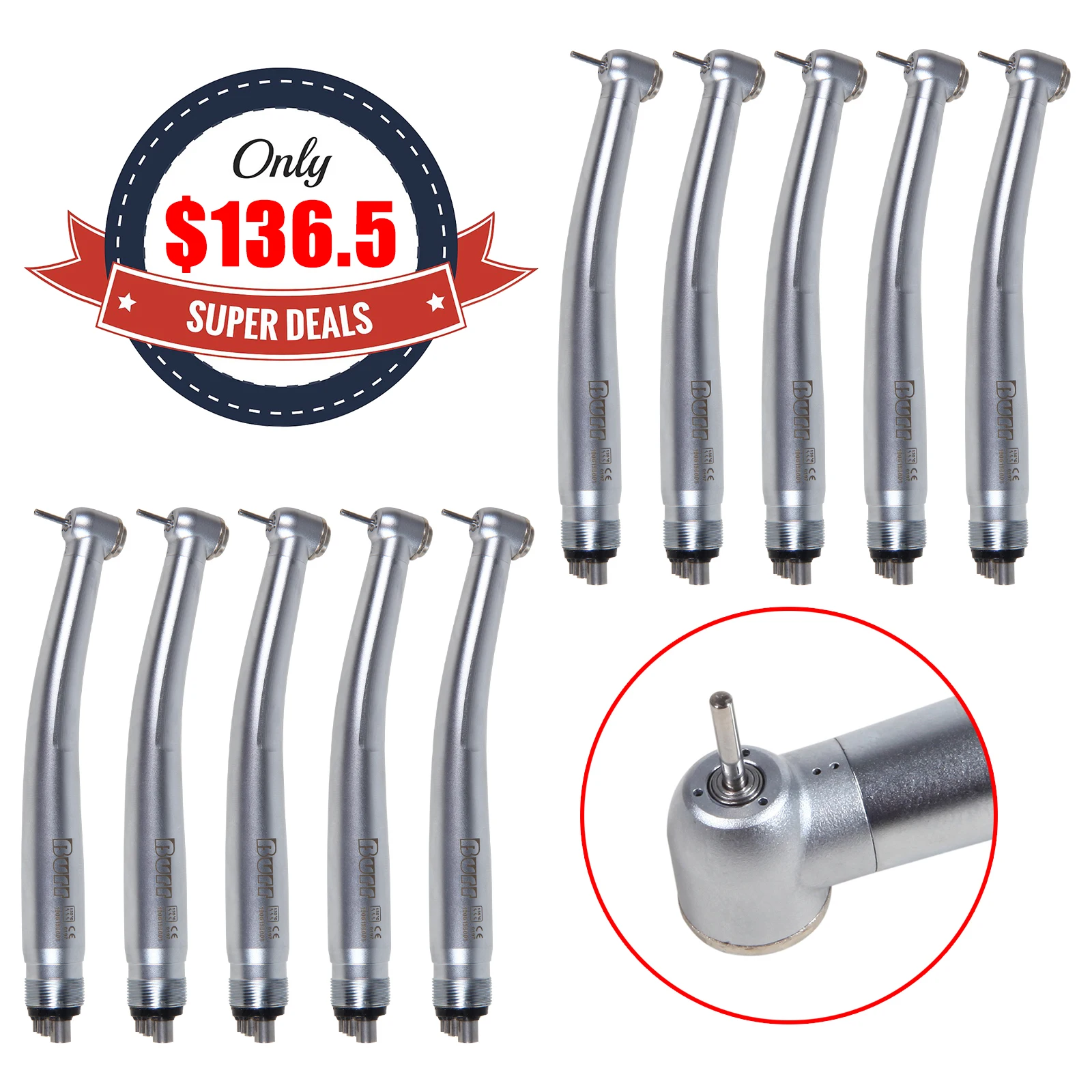 10X стоматологический высокой Скорость Кнопка бормашины с 4 отверстиями