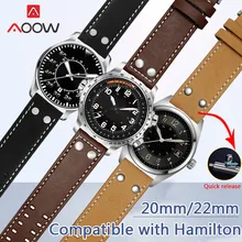 Genuine Leather Watch Strap Rivets 20mm 22mm Men Replacement Bracelet Wrist Band for Hamilton Khaki 