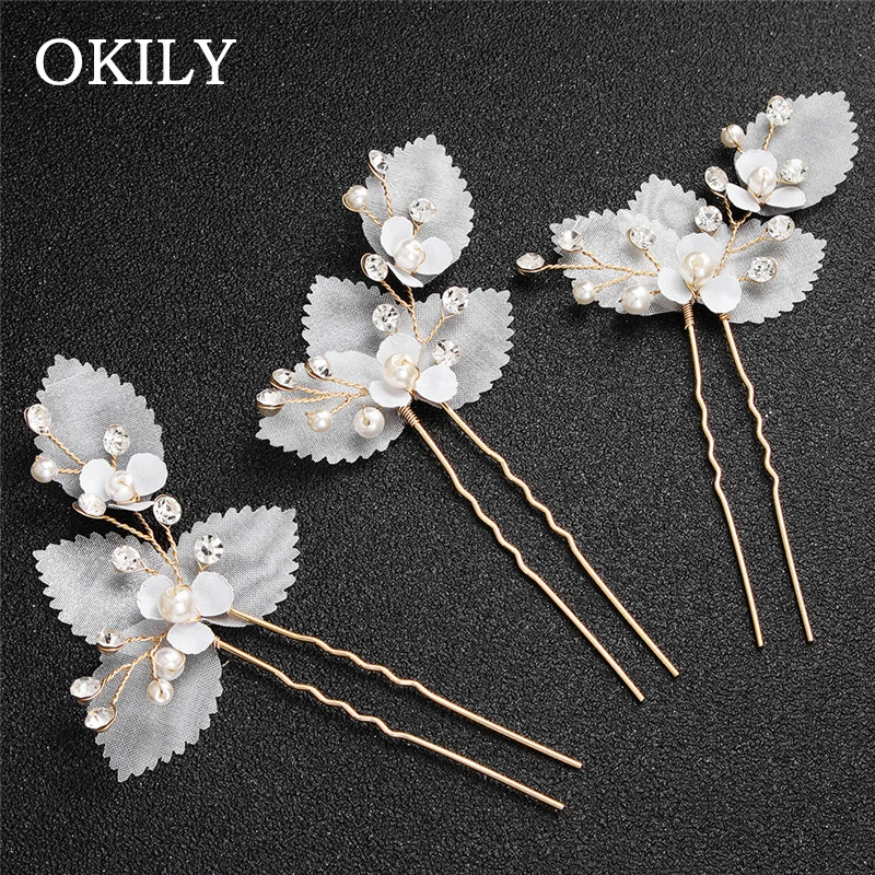 Новинка u-образная ткань хрустальная жемчужина ручной работы свадебные Заколки