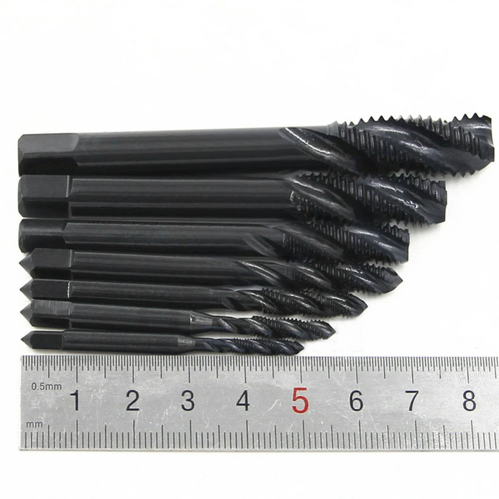 

7pcs M3-M12 Shank Titanium Plated HSS Hand Screw Thread Metric Tap Drill Bits