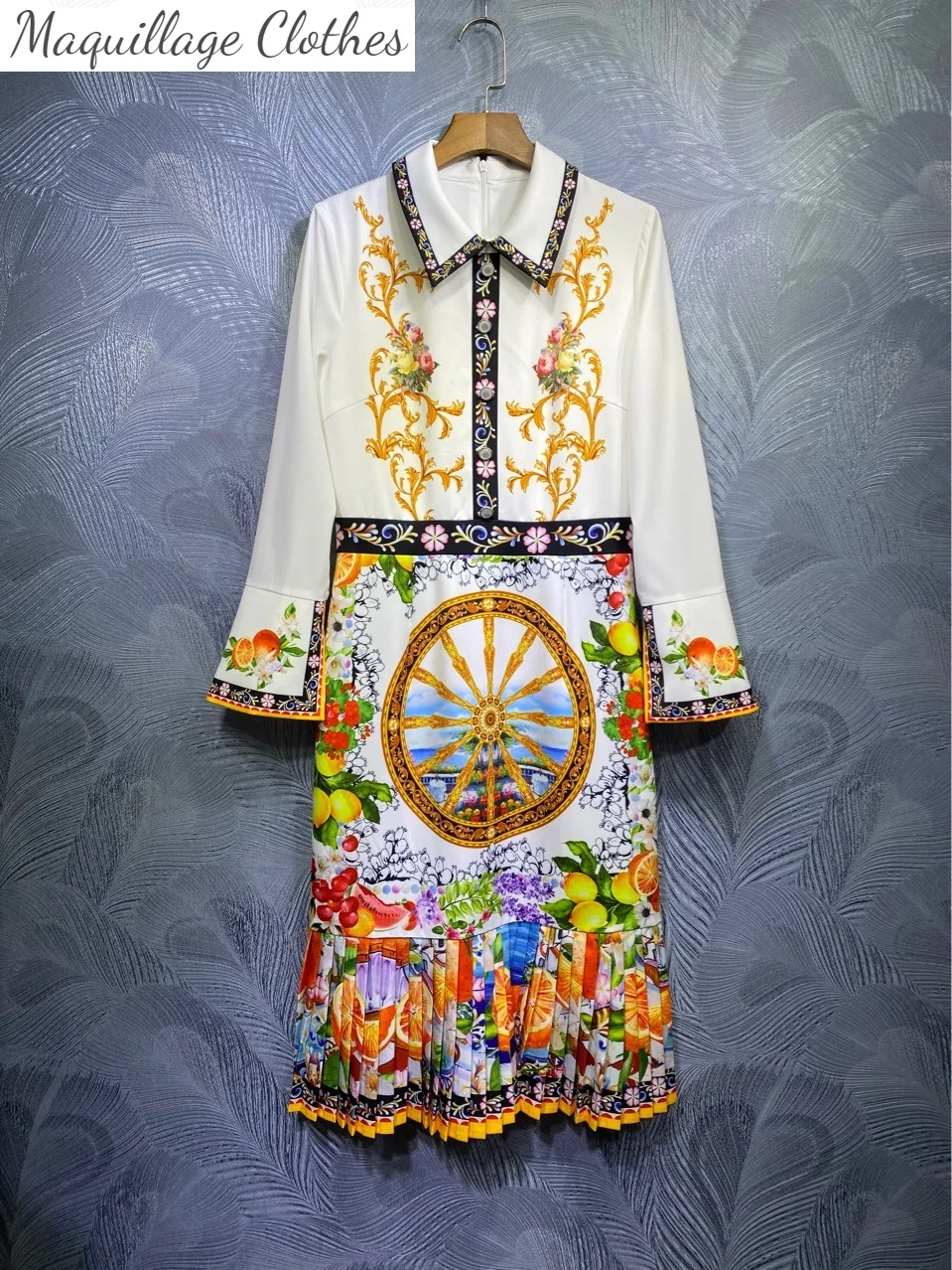 

Женское винтажное платье с длинным рукавом, дизайнерское платье с цветочным принтом, модель C481 на осень, 2021