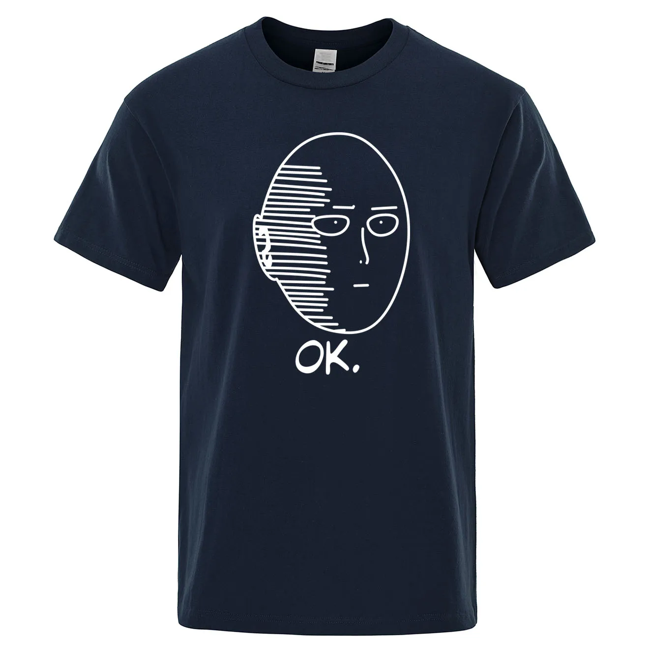 One Punch Man Saitama Sensei Мужская футболка с японским аниме хлопковая футболка Летняя Повседневная футболка с круглым вырезом Мужская Уличная Одежда Harajuku - Цвет: dark blue 5