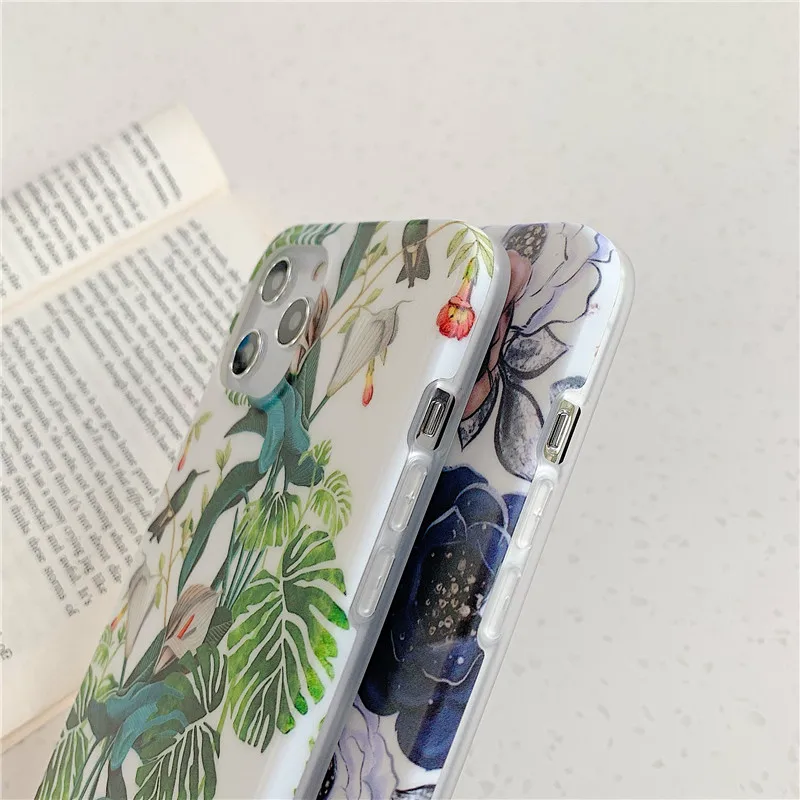Мягкий чехол для телефона в стиле ретро с цветами бананами листьями iPhone 12 mini 11 Pro