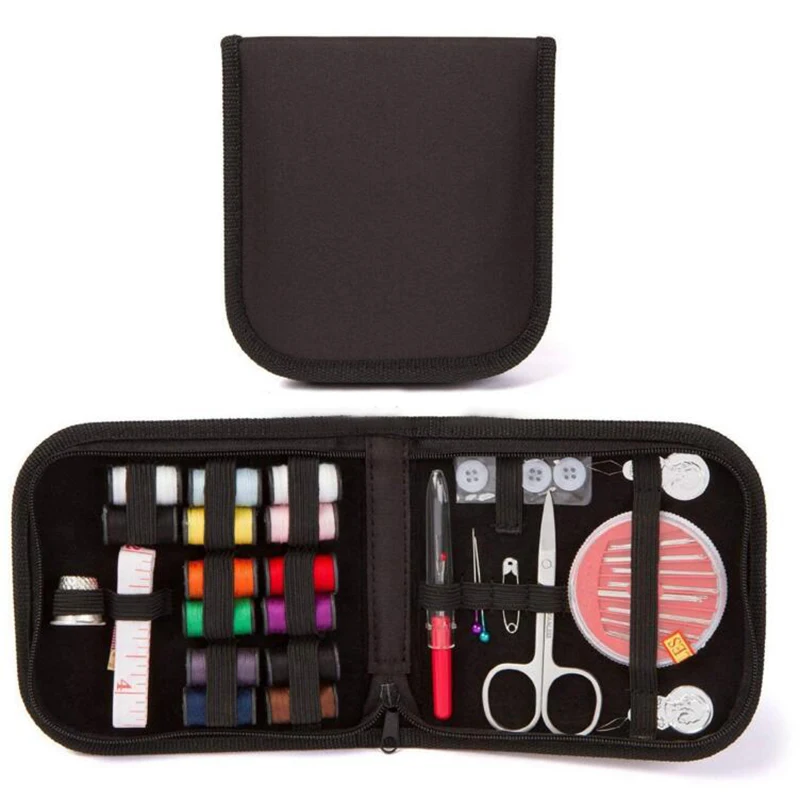 27pcs/set Portable Travel Sewing Box Kit Sewing Thread Stitches Knitting Needles Tools Cloth Buttons Craft Scissor Mom Gifts