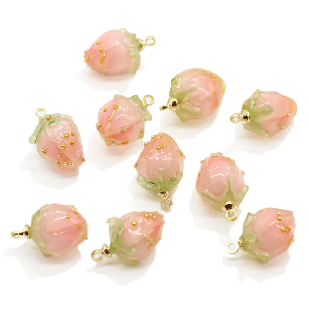 

20/50pcs Wholesale Beautiful Pink Flower Resin Charms 3D Diy Craft Classic Lantern Shaped Home Party Jewelry Ornament Shop