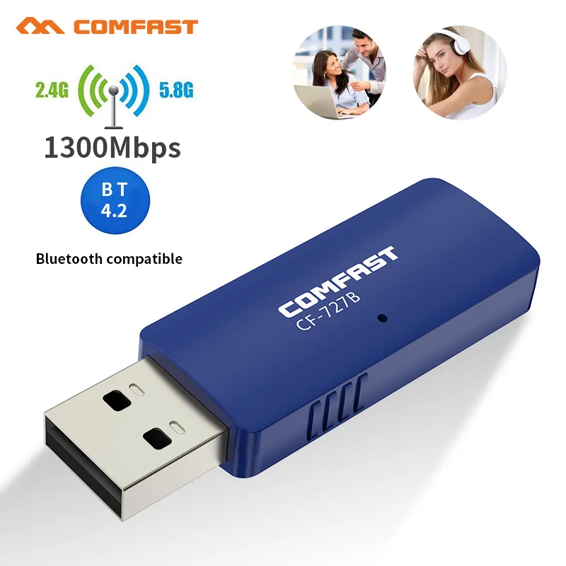 CF-727B USB WiFi Bluetooth совместимый адаптер 4 2 Мбит/с двухдиапазонный 1300/5 ГГц BT4.2