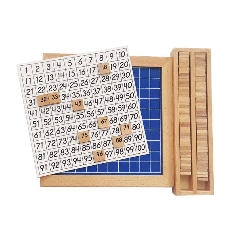 Treeyear Montessori-bloques de conteo de madera para ni&ntilde;os, puzles de bloques de matem&aacute;ticas, 1-100 n&uacute;meros sucesivos, juego educativo para ni&ntilde;os-5