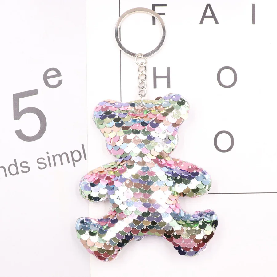 

Cute Kitten Sequin Keychain Reflective Double-sided Sequin Animal Pendant Lady Bag Pendant Car Keychain Pendant Holiday Gift