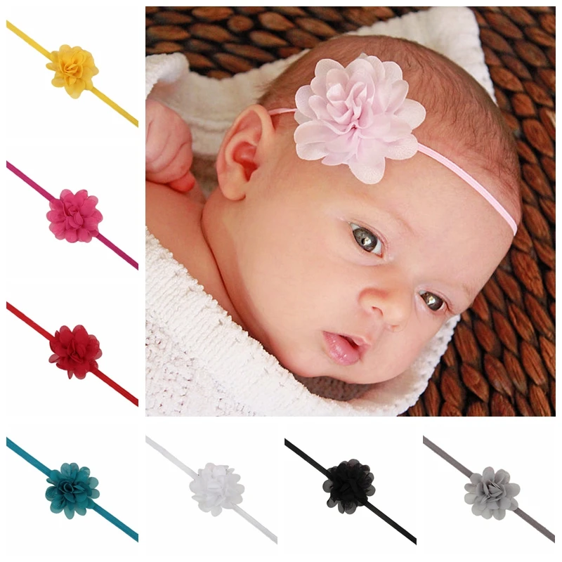 5pcs/lot Fashion Baby Girls Chiffon Flower Elastic Headband DIY Handmade Headwear Hair Accessories Infant Hairband Kids Gifts