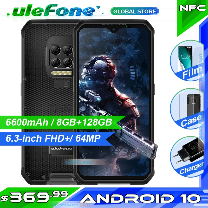Ulefone Power 9E Android 10 прочный телефон на процессоре Helio P90 восьмиядерных процессор 8 ГБ +