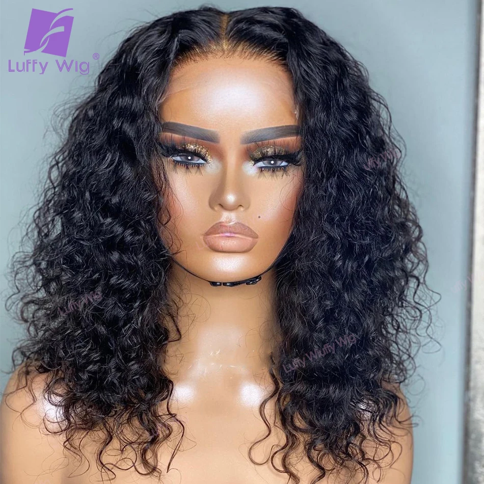 

Kinky Curly 13x6 Lace Front Wig Brazilian Remy Human Hair Wigs Glueless Pre Plucked Hairline 200 Density For Black Women LUFFY