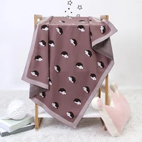 100x80cm spring autumn cartoon hedgehog soft knitted baby blanket swaddle wrap