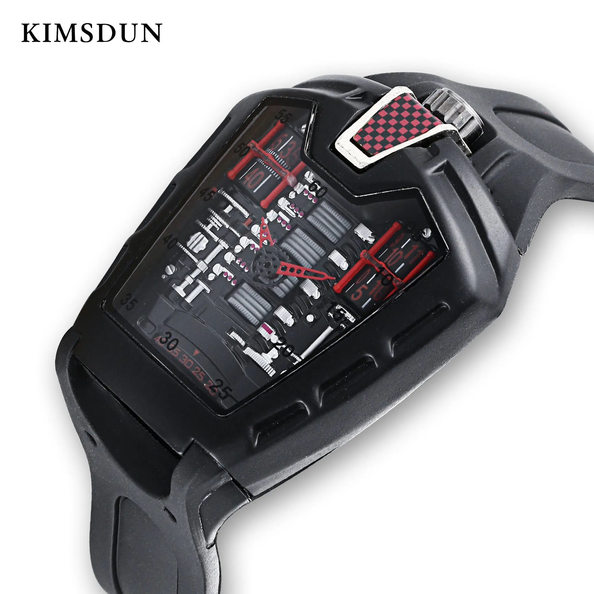 

KIMSDUN Men's Watch Cool Racing Car Engine Structure Design Wine Barrel Men's Watch Fashion Sports Trend Table