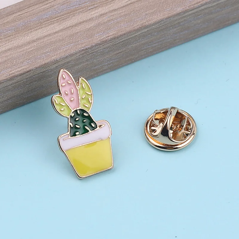 Модные броши в виде мультяшного кактуса милая эмалированная мини-брошь растения