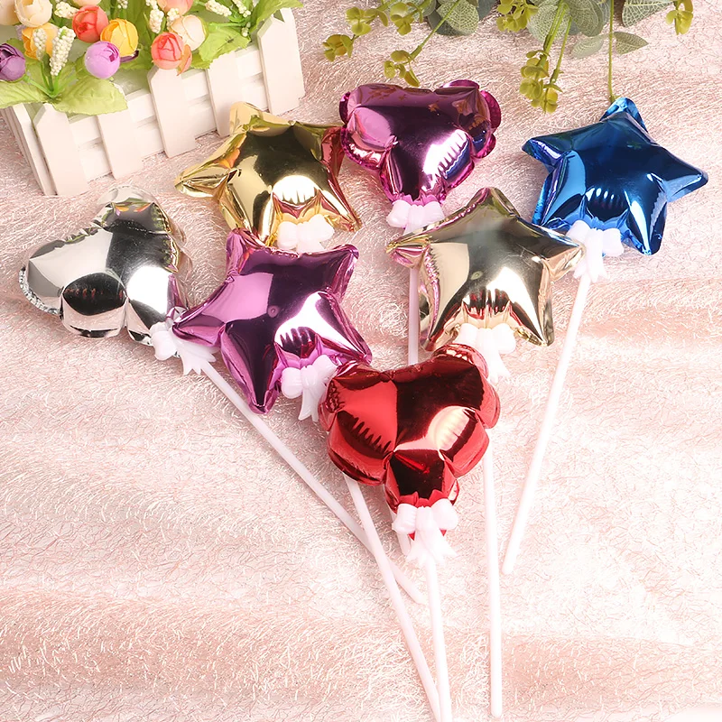 

Mini 10cm Balloon Wedding Aluminium Heart Pentagram Foil Balloon New Year Xmas Cake Topper Ornament Kids Birthday Toy Decor