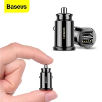 baseus mini dual usb car charger for iphone x xs xr 11 pro max samsung s20 xiaomi mi 9 3 1a fast charging adapter phone charger