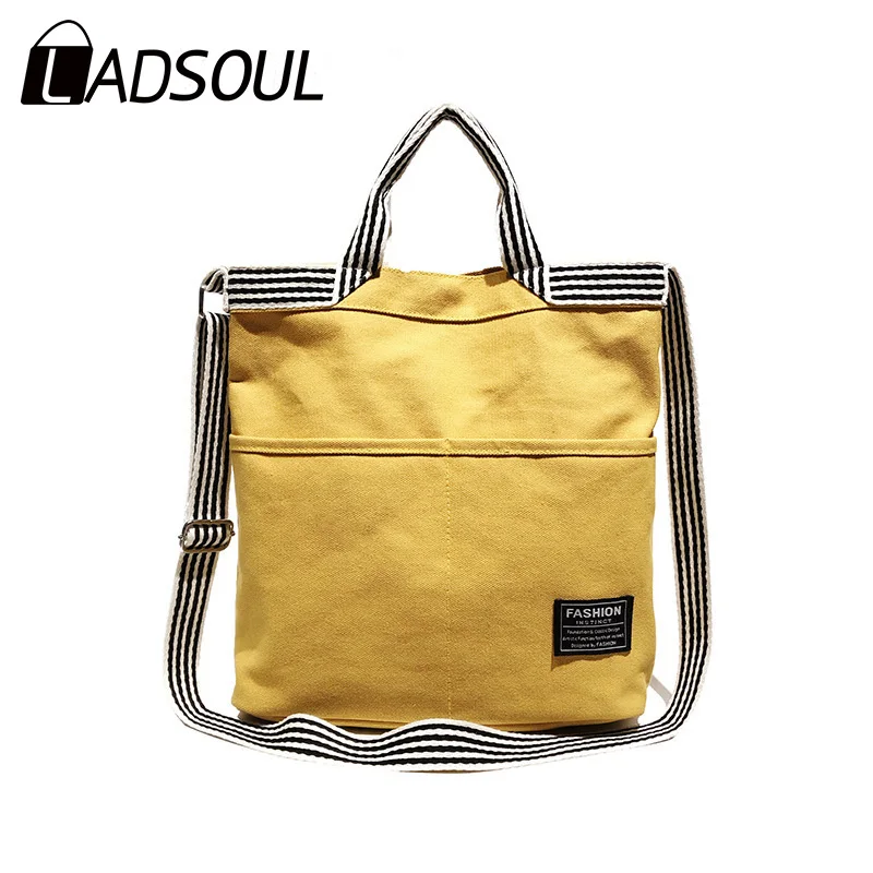 Женская Холщовая Сумка новая полосатая и печатная сумка через плечо с двумя