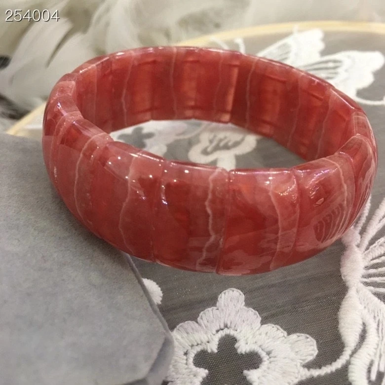

Genuine Natural Red Rose Rhodochrosite Gemstone Bracelet Rectangle Beads Bangle 19.9*10.9*6.9MM Women Men Jewelry AAAAA