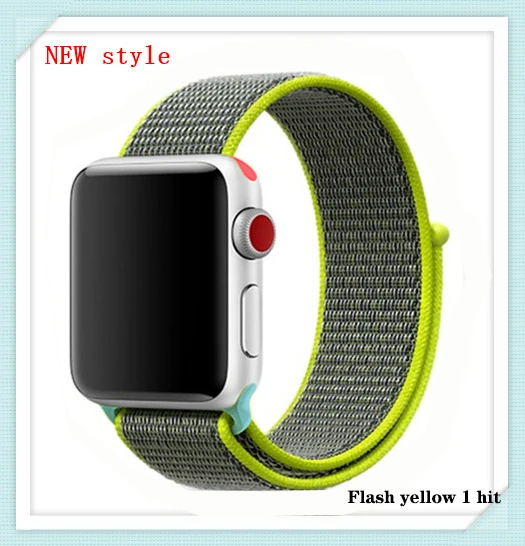 Нейлон pulseira для apple watch band 4 44 мм 40 мм(iwatch 5) apple watch 3 2 1 ремешок 42 мм 38 мм дышащий браслет ремень аксессуары - Цвет ремешка: Flash yellow 1 hit
