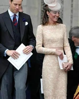 kate middleton long sleeves cocktail dresses 2020 champagne knee length celebrity holiday wear formal party prom gowns plus size