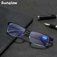 Sunglow Mens Reading Glasses Fashion Half-frame Business Style Eyeglasses Suitable for Computer Office  Reading Mobile Phone