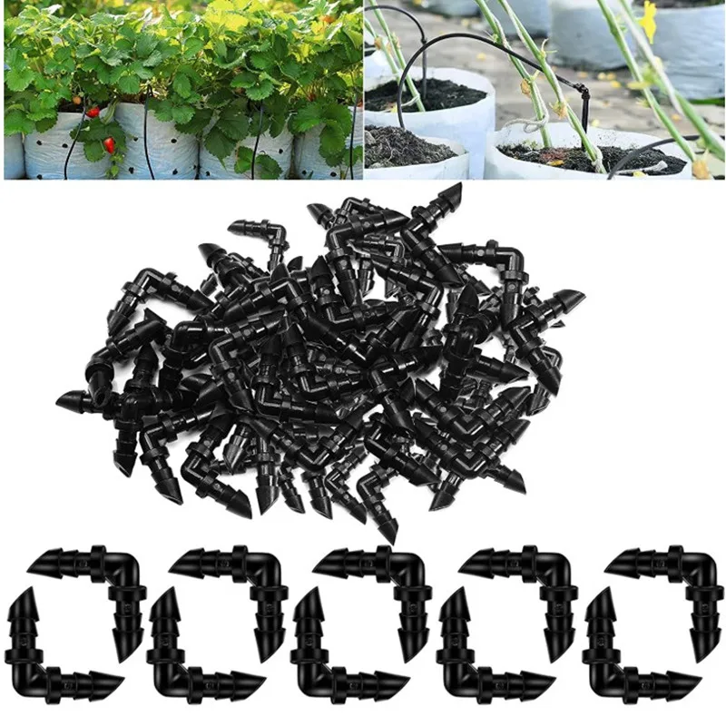 

100PCS Barbed 90Degree Elbow 4/7mm Hose Tubing Connector Garden Irrigation Watering Connection Fittings 1/4 Inch Pipe Couplings