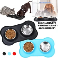 stainless steel pet drinking dish feeder double pet bowls dog food water feeder cat puppy feeding supplies small dog accessories