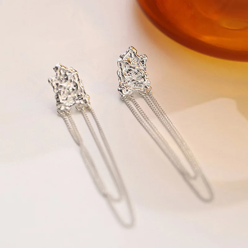 

Elegant Double Chain Tassel Earrings Personality Irregular Dangle Earrings 2021 New Trend For Women Accessories Fashion Jewelry