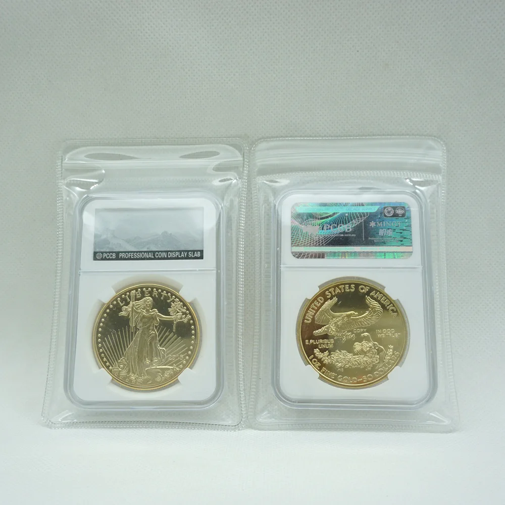 

Non Magnetic Pure Gold Plated Brass Copper Core Coin 1OZ American Double Eagle Dollar Bullion Coins with PCCB Case