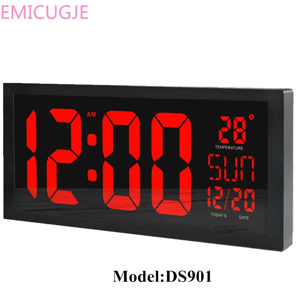 С термометром HD светодиодный настенные часы с большим экраном домашние