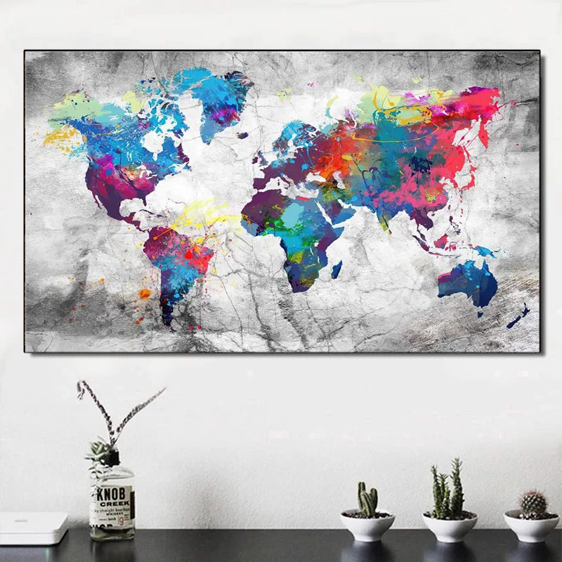 Картины на холсте с картой мира в стиле ретро без рамки