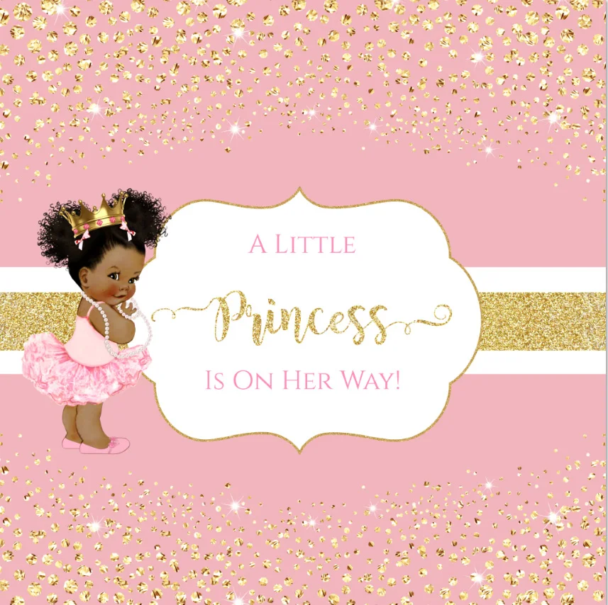 

8x8FT Africa Girl Baby Shower Party Little Princess Glow Diamonds Custom Photo Studio Background Backdrop Vinyl 10x10 10x12