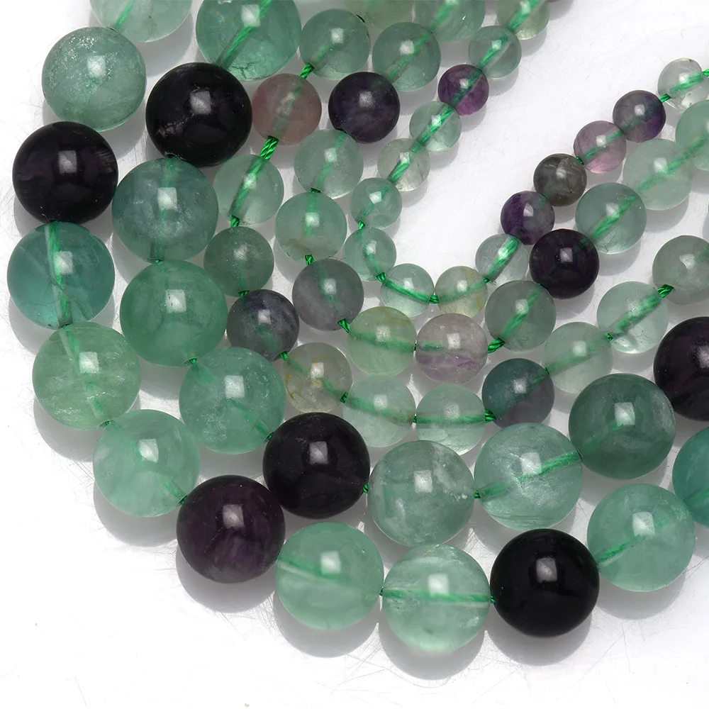 Бусины из натурального камня разноцветные Круглые Из флюорита нить 15 5 дюйма 4 6 8 10